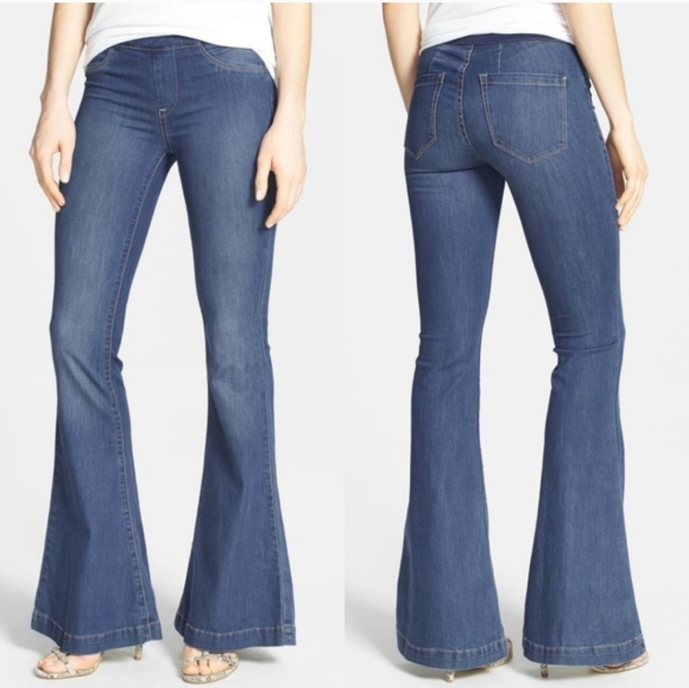 Blank NYC 26 Pull On Flares Classic Blue Boho Chic Bohemian Jeans